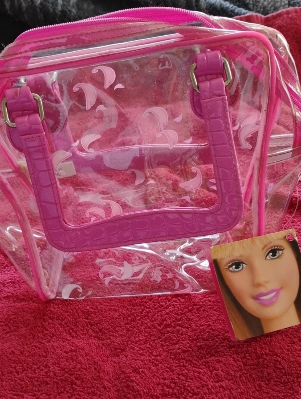 Barbie Clear PVC Tote with Hot Pink Trim and Handles